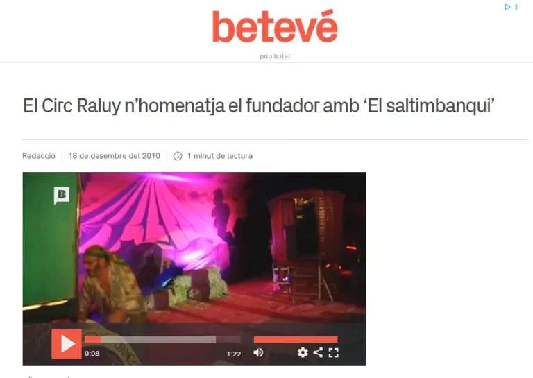 El Circ Raluy homenajea a su fundador con Saltimbanqui. Foto de la noticia en betevé.