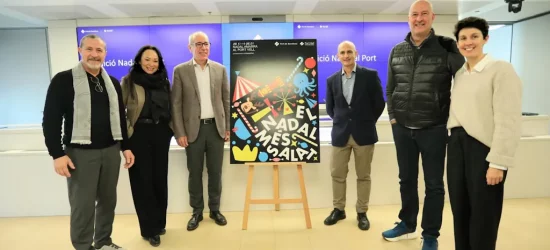 Navidad en el Port Vell de Barcelona 2025. Rosa Raluy y William Giribaldi en el evento de presentación.